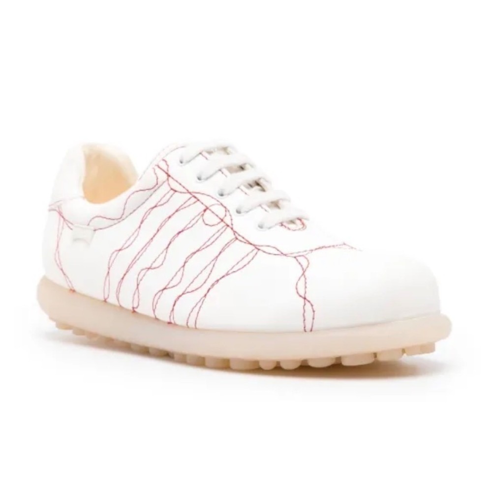 Camper Twins Pelotas Ariel Decorative Stitching Leather Sneakers White Red US 7 - Picture 2 of 15